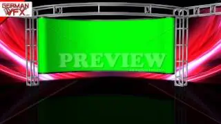 HD Virtual Studio Background with green screen Wall - royalty free