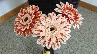 GERBERA from BEADS. Tutorial: Beaded Gerbera. MK. Part 1/3