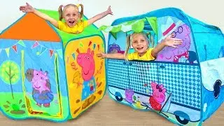 Alisa and magic playhouse for kids