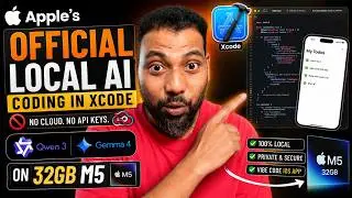 Apple's OFFICIAL Local LLM AI Coding in Xcode,  MLX + Qwen 3.6 & Gemma 4 on 32GB M5 Macbook Pro
