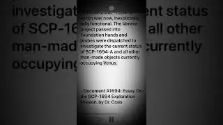 SCP-1694 - The Ghosts of Venus