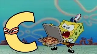 Alphabet Lore Letter C trying to get a pizza from Spongebob