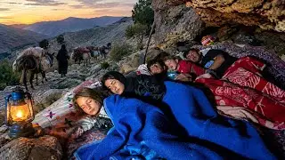 🔥 The Great Nomadic Migration in Iran | A Hard Night in a Mountain Cave Along the Journey 🐐