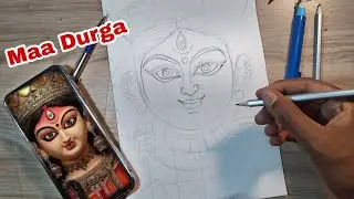 Maa Durga drawing/Durga Puja drawing/Durga maa/maa Durga face drawing/Durga thakur drawing