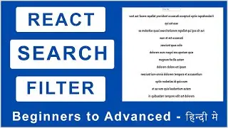 Build Live Search Filter using Hooks in React JS in Hindi in 2024 | Step by Step