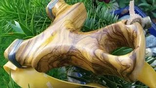 3 Olive Wood Slingshots Catapults