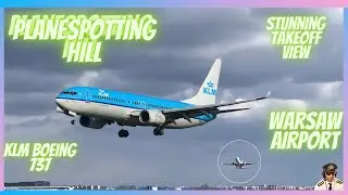 Stunning view Warsaw airport Planespotting Hill KLM Boeing 737 takeoff ✈️✈️✈️✈️