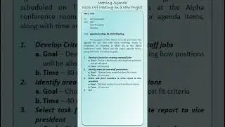 Meeting Agenda – Kick Off Meeting on a New Project 