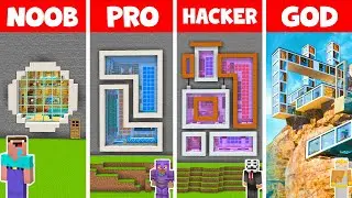 Minecraft NOOB vs PRO: MODERN MOUNTAIN HOUSE BUILD CHALLENGE