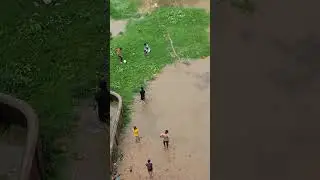 Football match during pouring rain