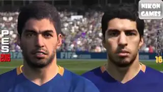 PES 2016 vs FIFA 16 Сравнение лиц игроков Барселоны|FC Barcelona Player Faces Comparison