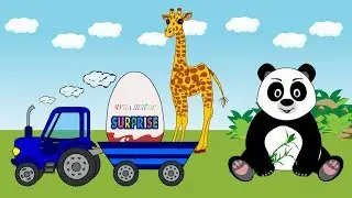 Cartoon about animals. Tractor carries to Kinder Zoo surprises