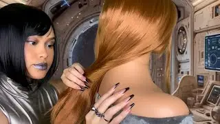 ASMR Girl On Spaceship Plays With Your Hair + Back Scratch & Tracing | Sci-Fi Roleplay, light gum