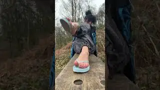 Flip flops woodland bench