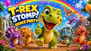 🦖 T-Rex Stomp! Fun Dinosaur Dance Song for Kids | 3D Cartoon Animation