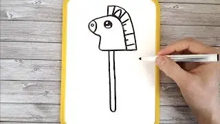COME DISEGNARE E COLORARE UN CAVALLO DI LEGNO KAWAII PER BAMBINI