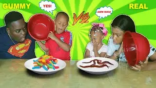 WE HAD TO EAT REAL WORMS! GUMMY FOOD VS REAL FOOD CHALLENGE! | SIS VS BRO | THE BEAST FAMILY