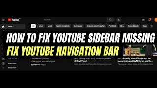 How to Fix YouTube Sidebar Missing | Fix Navigation Bar on YouTube | Full Guide
