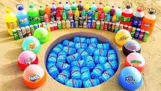 Experiment: Balloons of Coca Cola & Orbeez, Mtn Dew, Fanta, Chupa Chups, 7up vs Mentos Underground