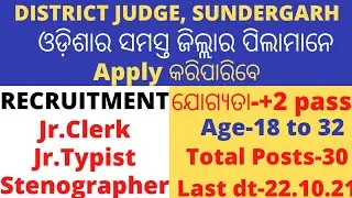 Junior Clerk Recruitment 2021। sundergarh district job। Latest job notification
