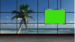 Virtual studio with green screen sea background Free download
