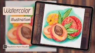 Digital Watercolor illustration | Peaches | Realistic Paint Studio