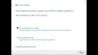 Net Framework 3.5 Hatası Çözümü Windows 10