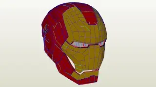 Iron man helmet from blender to paper (papercraft)