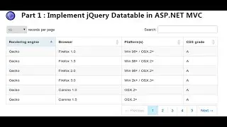 Part 1 - Implement jQuery Datatable in ASP.NET MVC application.