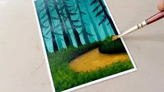 How to paint Forest 🌿 Acrylic Painting for beginners/ Landscape Painting #art #acrylicpainting