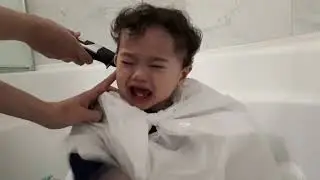 Baby Justin's first hair cut