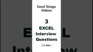 3 Excel Interview Questions in 1 Minute | MS Excel Telugu