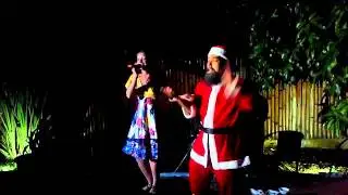 Last Christmas. Lena Tumanova with Santa.  Samurai reastaurant. Sihanoukville. Cambodia