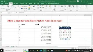 Mini Calendar and Date Picker Add-in  in Excel