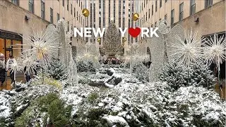 [4K]🇺🇸 White Christmas Eve in New York City🎄❄️☃️🎁: 5th & 6th Ave, Dec.24 2024