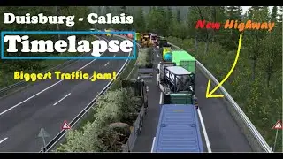 Duisburg - Calais Highway Timelapse in ETS2MP | Biggest Traffic Jam in History (Dual Screen)