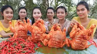 Wow yummy BBQ Chicken roasted with vegetable salad recipe in my family
