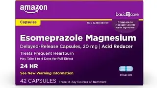 Amazon Basic Care Esomeprazole Magnesium Delayed Release Capsules, 20 mg, Acid Reducer, 42 Count