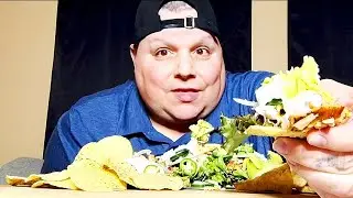 CHEESY CHICKEN TACO SALAD WITH THE WORKS MUKBANG!!!