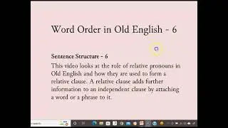 Word Order in Old English - 6