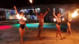 Фаер-шоу в отеле LD Plus Playa El Agua. Огненное шоу. Остров Маргарита Венесуэла.