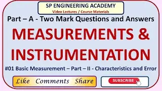 Measurements - Static and Dynamic Characteristics - Error - Part - A Two Mark Questions and Answers