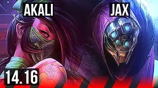 AKALI vs JAX (TOP) | 6 solo kills, 6/1/1, 600+ games | NA Master | 14.16