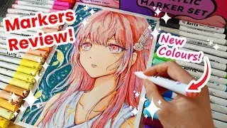 Arrtx Acrylic Marker Review 60B | Painting with New Acrylic Markers | Draw anime girl #howtodraw