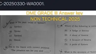 DME 2025 EXAM Answer Key | Grade III (Non Technical) |SET C |  DME EXAM | 30-0-2025