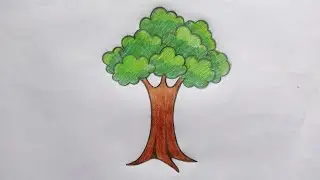 How to draw a tree step by step//tree drawing tutorial 