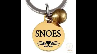 Penning kat en hond 20 mm Titanium met bel graveren