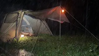 Rain in the middle of a calm forest, campfire-Solo Camping in Rain Forest