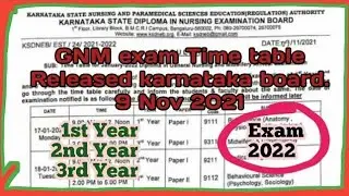 Gnm Nursing Exam Time Table 2022,1st year||2nd year|| 3rd year