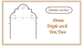 Draw Islamic arches Triple arch 10,2